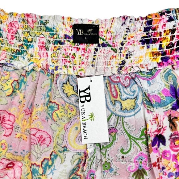 NWT Boho Pajama Lounge Pants Sz.L Pockets Floral Multi Pink Elastic Waist Fairy - Picture 3 of 10